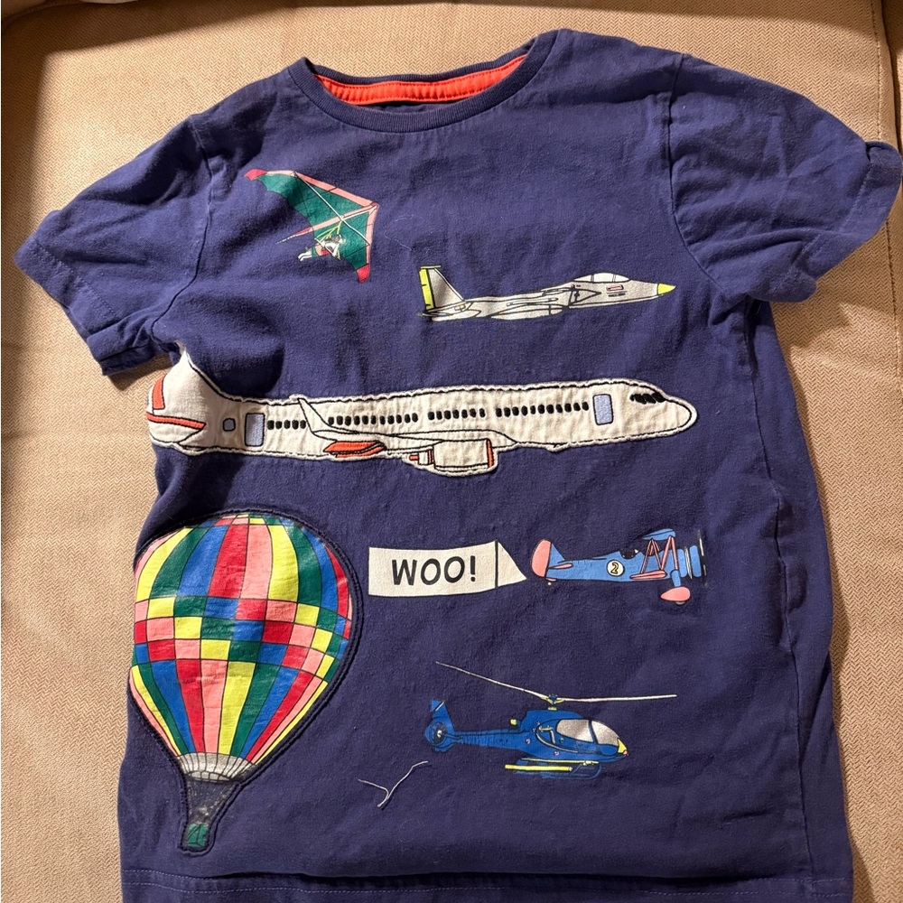 Mini Boden Navy T-Shirt with Red Trim